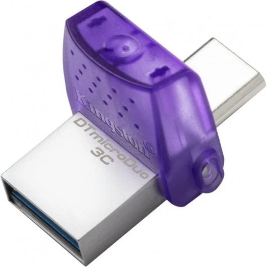 Kingston DataTraveler microDuo 3C Memoria USB-A + USB-C 128GB 3.2 Gen 1 - Velocidad de Lectura 200 MB/s - Tapon Protector (Pendr