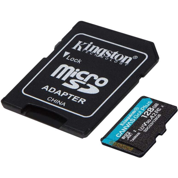 Kingston Tarjeta Micro SDXC 128GB UHS-I U3 V30 Clase 10 170MB/s Canvas Go Plus con Adaptador (1)