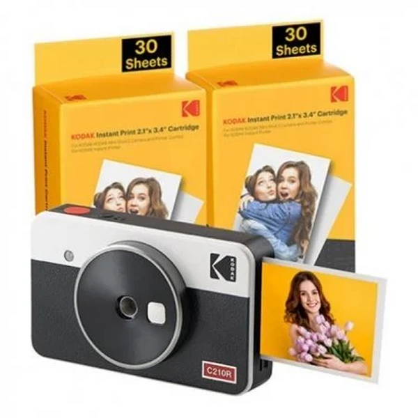 Kodak Mini Shot 2 Retro Pack de Camara Digital Instantanea Bluetooth + 60 Hojas de Papel Fotografico 5.3x8.6cm - Pantalla LCD 1.