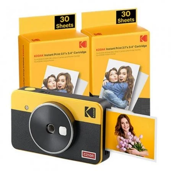 Kodak Mini Shot 2 Retro Pack de Camara Digital Instantanea Bluetooth + 60 Hojas de Papel Fotografico 5.3x8.6cm - Pantalla LCD 1.