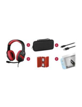 Konix Mythics Gamer Switch Pack Auriculares + Funda de Transporte + Protector Pantalla Vidrio Templado + Estuche para 4 Cartucho