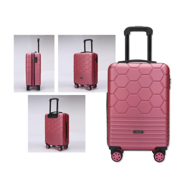 Lagart Maleta Trolley de Cabina Rigida 20â 55x34x23.5cm - Cierre TSA - Ruedas Dobles 360º - Color Cereza Metalizado