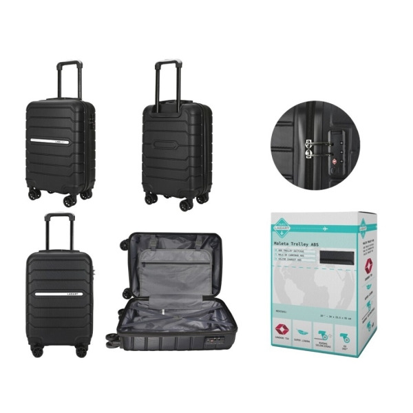 Lagart Maleta Trolley de Cabina Rigida 20â 55x34x23.5cm - Cierre TSA - Ruedas Dobles 360º - Color Negro