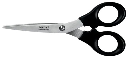 Leitz Tijeras de Acero Inoxidable 16.5cm - Ideales para Casa, Colegio, Oficina - Color Negro