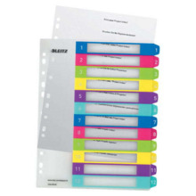 Leitz WOW Indice de Plastico Imprimible Multicolor 12 PestaÃ±as - Multitaladro - Formato A4 - Color Translucido