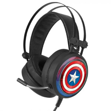 Leotec Captain America 001 Marvel Auriculares Gaming con Microfono Flexible Sonido 7.1 - Conexion Jack 3.5mm - Iluminacion RGB -