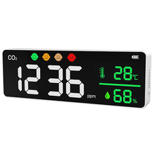 Leotec Medidor de CO2 de Pared - Temperatura y Humedad con Tecnologia NDIR - Pantalla LED Color - Alertas Visuales y Sonoras