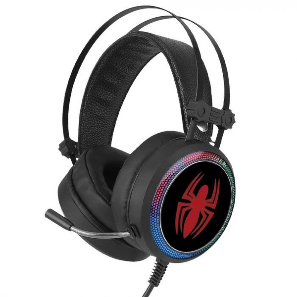 Leotec Spider Man 001 Marvel Auriculares Gaming con Microfono Flexible Sonido 7.1 - Conexion Jack 3.5mm - Iluminacion RGB - Diad