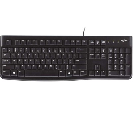 Logitech K120 Teclado USB - Resistente a Salpicaduras - Cable de 1.50m - Color Negro