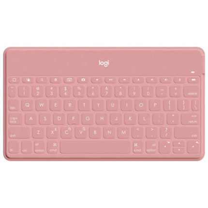 Logitech Keys to Go Teclado Bluetooth para iPhone, iPad y Apple TV - Teclas de Acesso Directo - Base para Smartphone - Ultraligero - Proteccion Antiderrames - Color Rosa