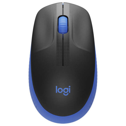 Logitech M190 Full Size Raton Inalambrico USB 1000dpi - 3 Botones - Gran TamaÃ±o - Uso Ambidiestro - Color Negro/Azul