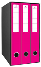 Mariola Box Modulo de 3 Archivadores con Rado 2 Anillas 40mm - TamaÃ±o 35x26x17cm - Carton Forrado - Color Fucsia