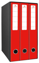 Mariola Box Modulo de 3 Archivadores con Rado 2 Anillas 40mm - TamaÃ±o 35x26x17cm - Carton Forrado - Color Rojo