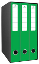 Mariola Box Modulo de 3 Archivadores con Rado 2 Anillas 40mm - TamaÃ±o 35x26x17cm - Carton Forrado - Color Verde