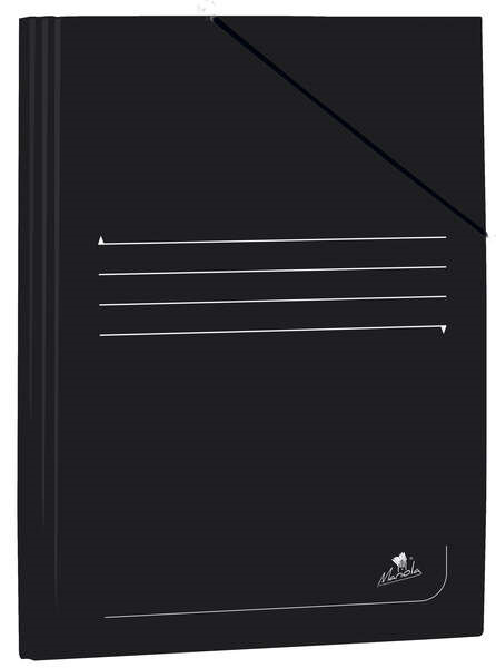 Mariola Carpeta de Carton Plastificado Folio 500gr/m2 - Medidas 34x25cm - Cierre con Goma Elastica - Color Negro