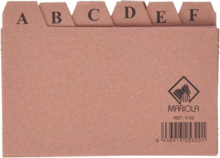 Mariola Indice A-Z Nº2 para Fichero - Medidas 125x75mm - Color Marron