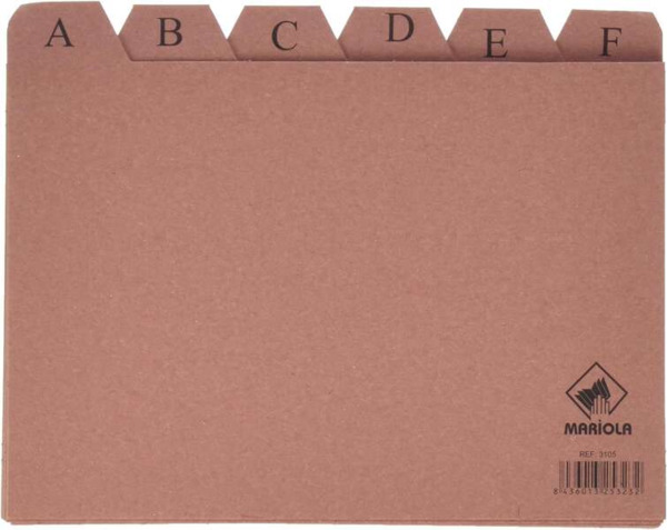 Mariola Indice A-Z NÂº5 para Fichero - Medidas 215x160mm - Color Marron