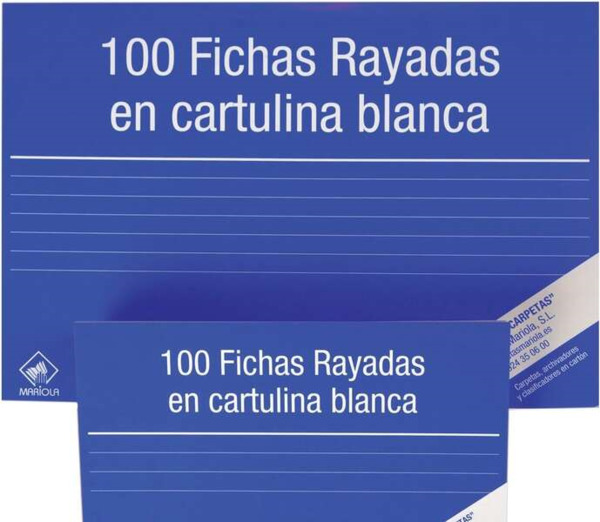 Mariola Pack de 100 Fichas Rayadas Nº5 para Fichero - Medidas 215x160mm - Color Blanco