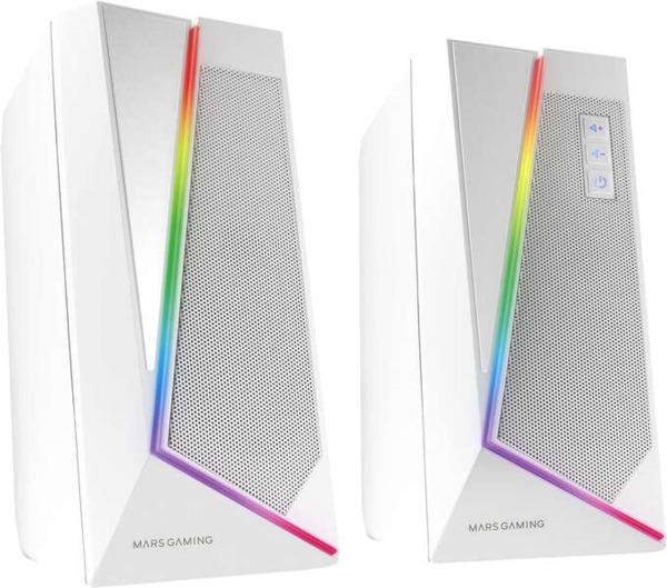 Mars Gaming Altavoces Impactantes 20W DSP RGB Bluetooth 5.0 - USB Alimentacion - Espacialidad Multi-Nivel - Iluminacion Dinamica