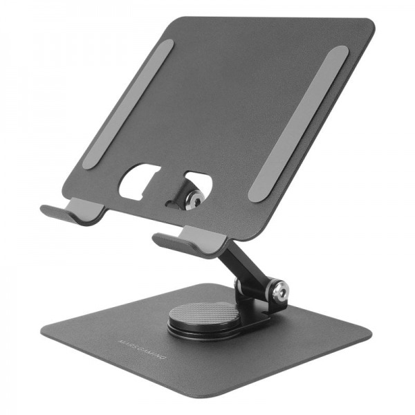 Mars Gaming MA-RST Soporte para Tablets y Convertibles - Acero Resistente - Rotacion 360º - Ajuste de Altura - Base Antidesliza