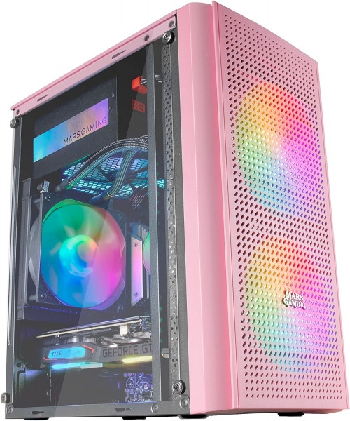 Mars Gaming MC300 Caja Gaming Compacta - Ventana Cristal Templado - 3 Ventiladores FRGB - Rejilla Frontal TOTAL-MESH - Soporte M