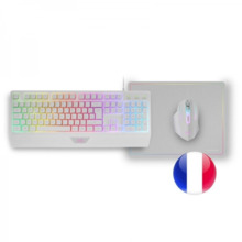 Mars Gaming MCP124 Combo Gaming 3en1 - Teclado H-Mech RGB - Raton Optico HUANO - Alfombrilla Nanotextil Rainbow - Compatibilidad