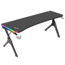 Mars Gaming Mesa Gaming 160x60cm - Tablero Laminado en Fibra de Carbono - Iluminacion 3D ARGB Digital - Soporte para Auriculares