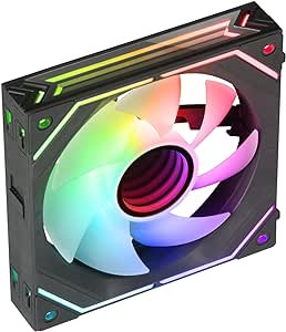 Mars Gaming MF-LINKFINITY Ventilador Modular PWM - Iluminacion Infinity Mirror 360° - Conexion Modular LINKFINITY - Control PWM - Instalacion Sencilla - Color Negro