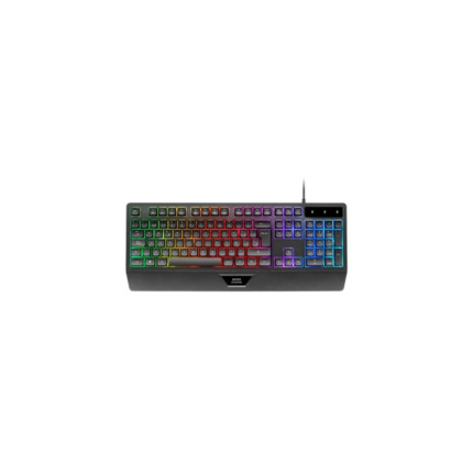 Mars Gaming MK124 Teclado Completo Hibrido H-Mech - Almohadilla Integrada - Disposicion QWERTY ES - Iluminacion FRGB - 450x181x36mm - Color Negro