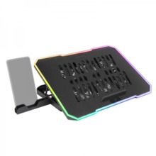 Mars Gaming MNBC7 Base Refrigeradora - 6 Ventiladores Controlables - Altura Regulable - Soporte Movil Integrado - 2 Puertos USB