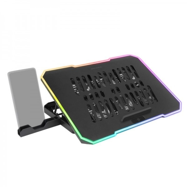 Mars Gaming MNBC7 Base Refrigeradora - 6 Ventiladores Controlables - Altura Regulable - Soporte Movil Integrado - 2 Puertos USB