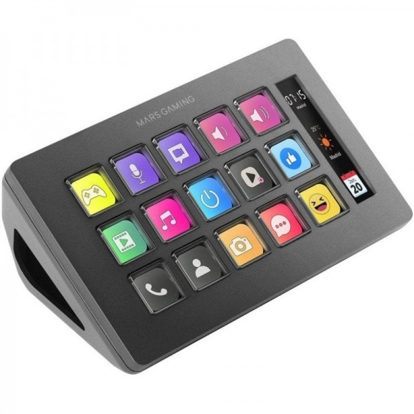 Mars Gaming MSD-ONE Dispositivo de Control para Retransmisiones/Streaming, Trabajo, Gaming - Diseño Slim Compacto - Pantalla LC