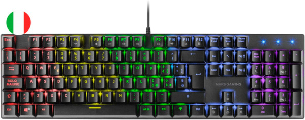 Mars Gaming Teclado Mecanico RGB MK422 - Tecnologia Antipolvo - 12 efectos de Iluminacion - Teclas imborrables - Funciones Multi