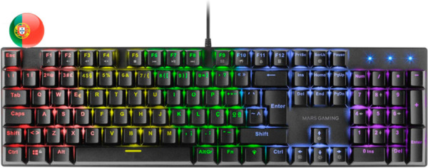 Mars Gaming Teclado Mecanico RGB MK422 - Tecnologia Antipolvo - Efectos de Iluminacion Rainbow - Teclas Ultra-resistentes - Func
