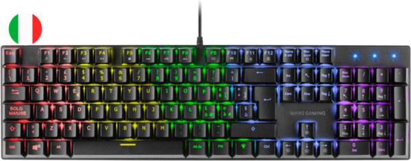 Mars Gaming Teclado Mecanico RGB MK422 - Tecnologia Antipolvo - Efectos de Iluminacion Rainbow - Teclas Ultra-resistentes - Func