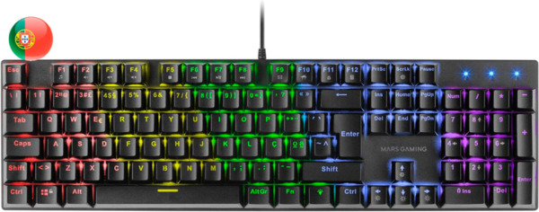 Mars Gaming Teclado Mecanico RGB MK422 - Tecnologia Antipolvo - Efectos de Iluminacion Rainbow - Teclas Ultra-resistentes - Func