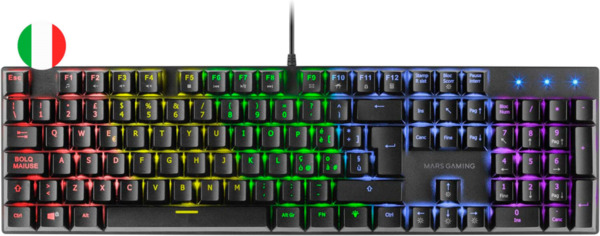 Mars Gaming Teclado Mecanico RGB MK422 - Tecnologia Antipolvo - Efectos de Iluminacion Rainbow - Teclas Ultra-resistentes - Func