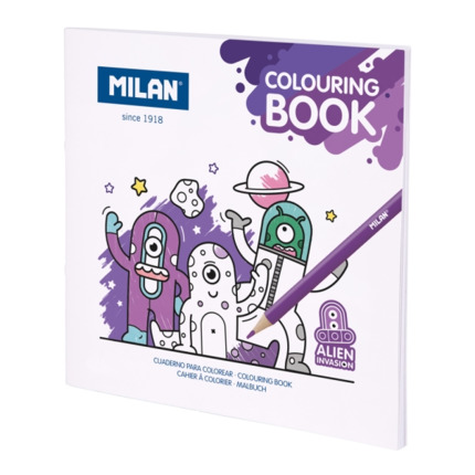 Milan Alien Invasion Cuaderno para Colorear - Microperforado - 140g - 21x21cm - Color Blanco