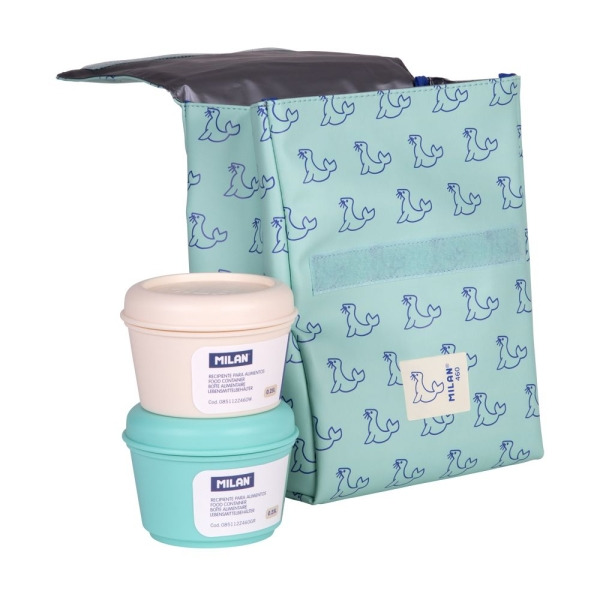 Milan Coleccion 460 Bolsa Isotermica Porta Alimentos 3,5L - Incluye 2 Recipientes para Alimentos de 0,25L - Interior Aislante Te