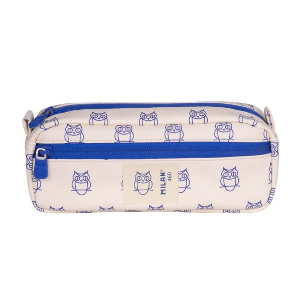 Milan Coleccion 460 Portatodo Rectangular - 2 Compartimentos con Cremallera - Color Beige/Azul