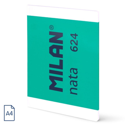 Milan Nata 624 Libreta Encolada Formato A4 Pautado 7mm - 48 Hojas de 95 gr/m2 - Microperforado - Color Verde