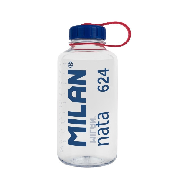 Milan Nata® 624 Botella de Tritan 1L - Muy Ligera - Dosificador ExtraÃble - Escala de Medida - Libre de BPA - Transparente7Azu