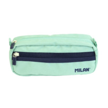 Milan Serie 1918 Estuche Portatodo Rectangular 2 Compartimentos - Tejido Resistente a las Roturas y Rasgaduras - Medidas 21x8,5x