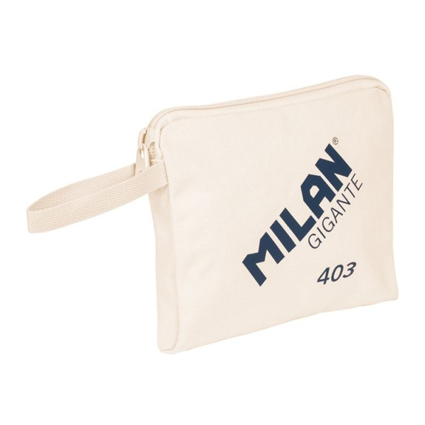 Milan Serie 1918 Gigante 403 Bolsa de Mano - TamaÃ±o 26,5x22x3cm - Cierre de Cremallera - 100% Algodon - Color Beige