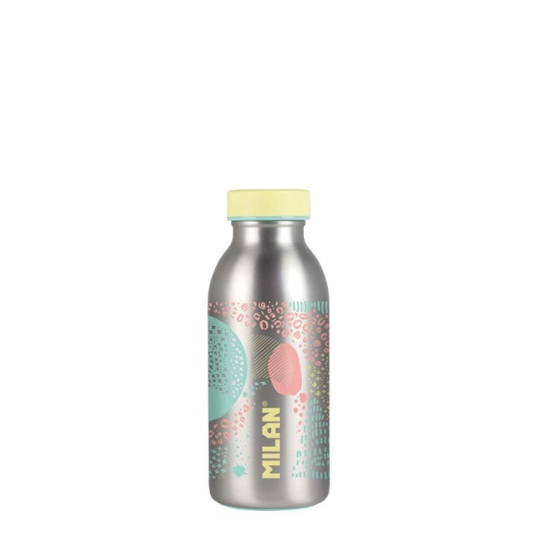 Milan Serie Silver Botella Isotermica 0.35L - Doble Pared de Acero Inoxidable - Liquidos Calientes hasta 12h, Frios hasta 24h -