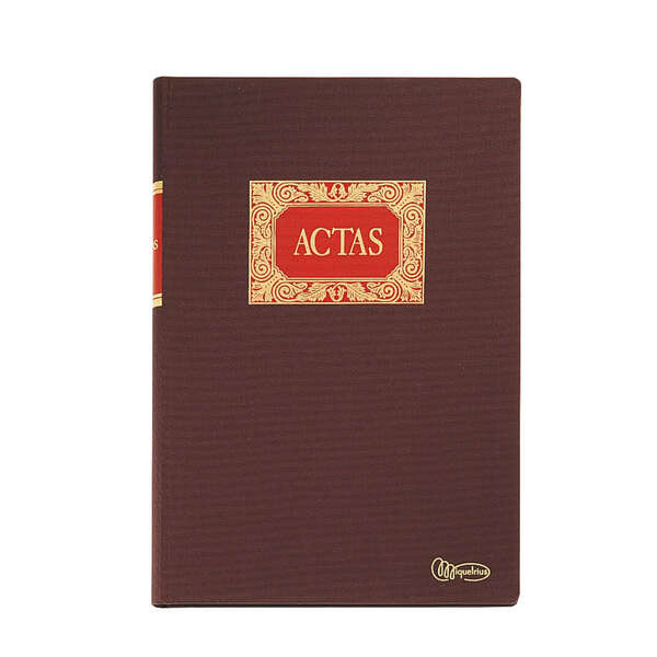 Miquel Rius Libro de Actas - TamaÃ±o Folio Natural - 100 Hojas - Forrado en Tela - Detalles en Stamping - Corte de Color Azul