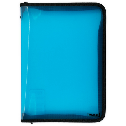 MKtape Carpeta de Plastico con Cremallera - Tamaño Folio - Color Azul