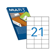 Multi3 Pack de 2.100 Etiquetas Blancas Cantos Rectos TamaÃ±o 70.0X42.4mm con Adhesivo Permanente para Multiples Usos