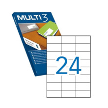 Multi3 Pack de 2.400 Etiquetas Blancas Cantos Rectos TamaÃ±o 70X37mm con Adhesivo Permanente para Multiples Usos