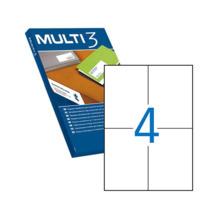 Multi3 Pack de 400 Etiquetas Blancas Cantos Rectos TamaÃ±o 105.0X148.0mm con Adhesivo Permanente para Multiples Usos